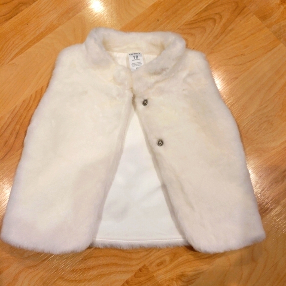 Carter's Snap Faux Fur White Vest Size 18 Months New - Picture 2 of 9